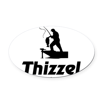 Thizzel Fishing Oval Car Magnet
