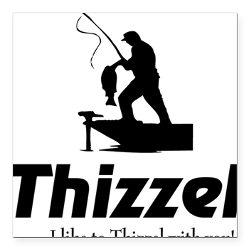 Thizzel Fishing Square Car Magnet 3" x 3"