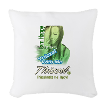 Thizzel make me Happy Woven Throw Pillow