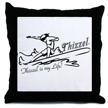 Thizzel Surfing Throw Pillow